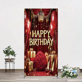 Aperturee - Aperturee Gold Burgundy Gift Box Rose Birthday Rectangle Backdrop